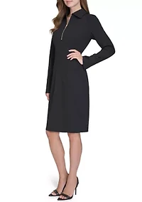 Women's Long Sleeve Zip Collar Dress