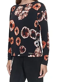 Women's Boat Neck Printed Top