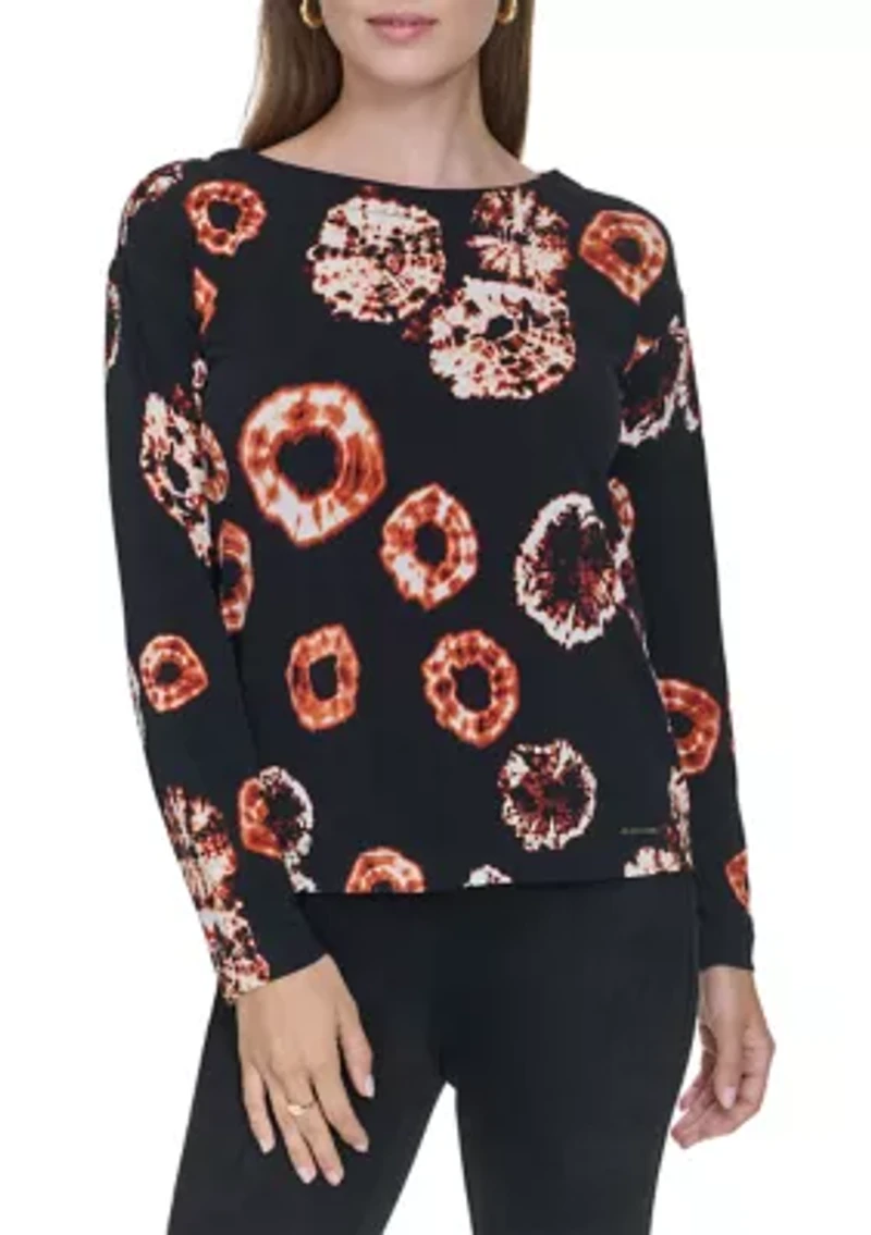 Women's Boat Neck Printed Top