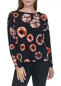 Women's Boat Neck Printed Top