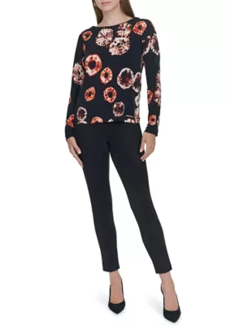 Women's Boat Neck Printed Top