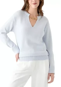 Women's Long Sleeve Logo Hardware V-Neck Sweater