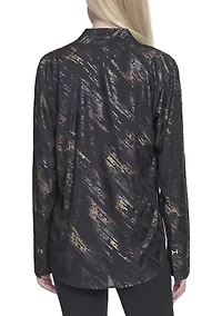 Women's Split Neck Printed Blouse