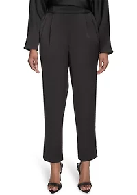 Satin Ribbed Trim Pants