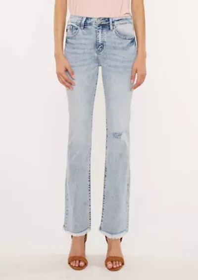 CLAIRE ESSENTIALS HIGH RISE BOOTCUT-LIGHT WASH STRETCH JEANS