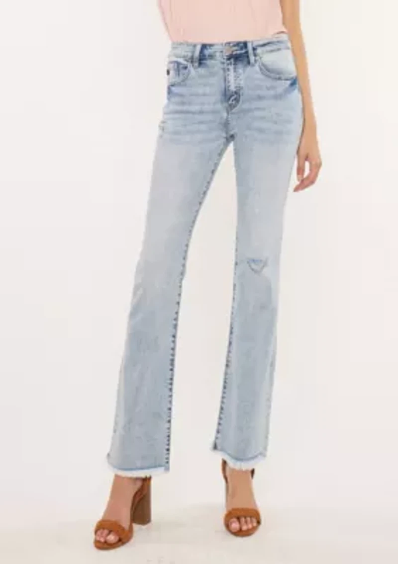 CLAIRE ESSENTIALS HIGH RISE BOOTCUT-LIGHT WASH STRETCH JEANS