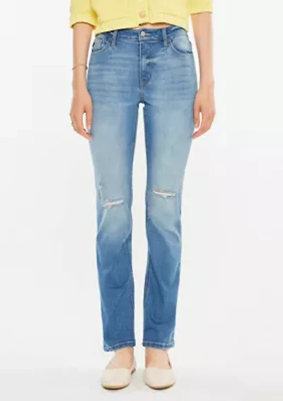 DIANA HIGH RISE SLIM STRAIGHT JEANS - MEDIUM WASH STRETCH