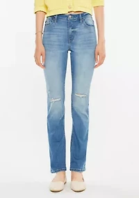 DIANA HIGH RISE SLIM STRAIGHT JEANS - MEDIUM WASH STRETCH