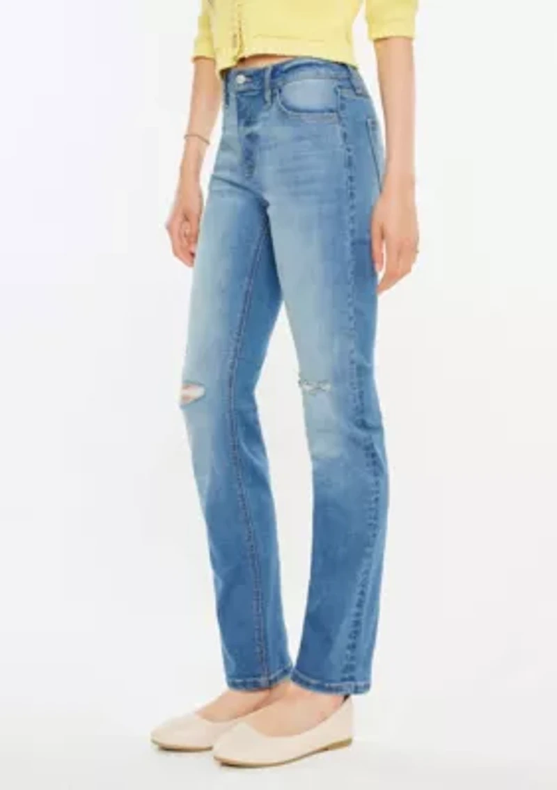 DIANA HIGH RISE SLIM STRAIGHT JEANS - MEDIUM WASH STRETCH