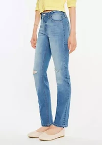DIANA HIGH RISE SLIM STRAIGHT JEANS - MEDIUM WASH STRETCH