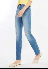 DIANA HIGH RISE SLIM STRAIGHT JEANS - MEDIUM WASH STRETCH
