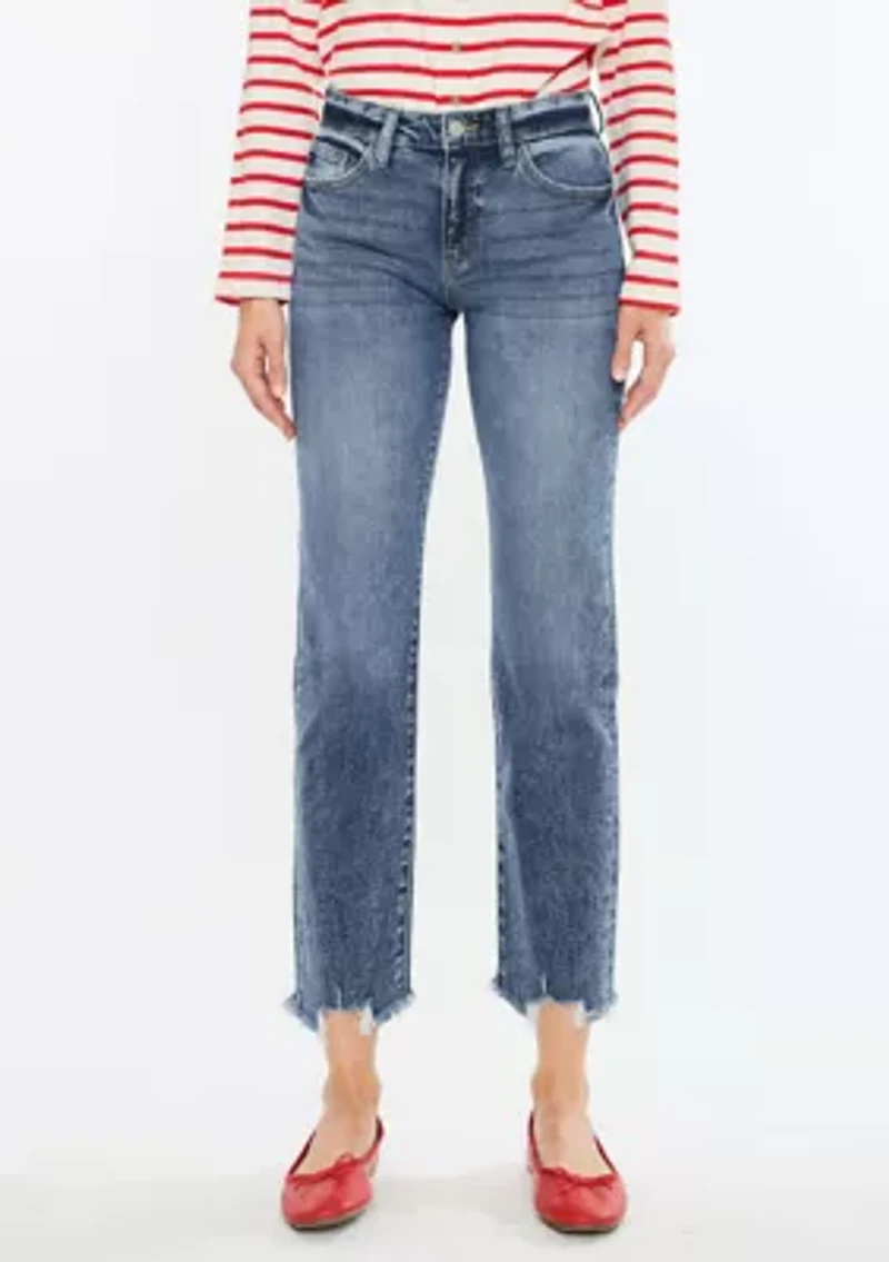 KATHRINE HIGH RISE SLIM STRAIGHT JEANS - DARK WASH STRETCH