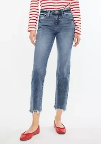 KATHRINE HIGH RISE SLIM STRAIGHT JEANS - DARK WASH STRETCH