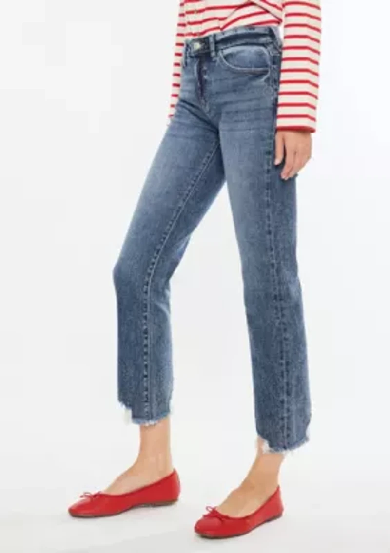 KATHRINE HIGH RISE SLIM STRAIGHT JEANS - DARK WASH STRETCH