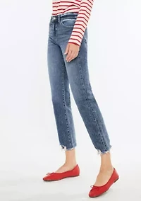 KATHRINE HIGH RISE SLIM STRAIGHT JEANS - DARK WASH STRETCH