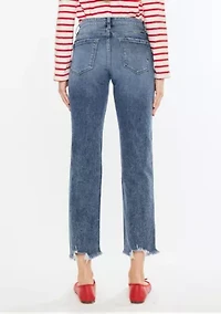 KATHRINE HIGH RISE SLIM STRAIGHT JEANS - DARK WASH STRETCH