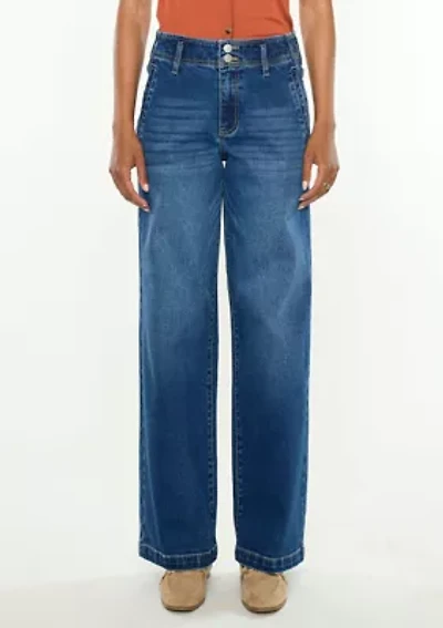 IVANNA HIGH RISE WIDE JEANS - STRETCH DOUBLE CUFFED HEM