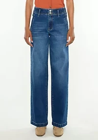 IVANNA HIGH RISE WIDE JEANS - STRETCH DOUBLE CUFFED HEM