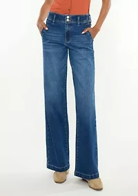 IVANNA HIGH RISE WIDE JEANS - STRETCH DOUBLE CUFFED HEM