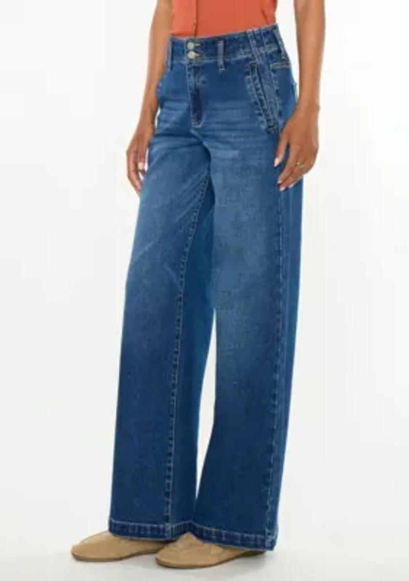 IVANNA HIGH RISE WIDE JEANS - STRETCH DOUBLE CUFFED HEM