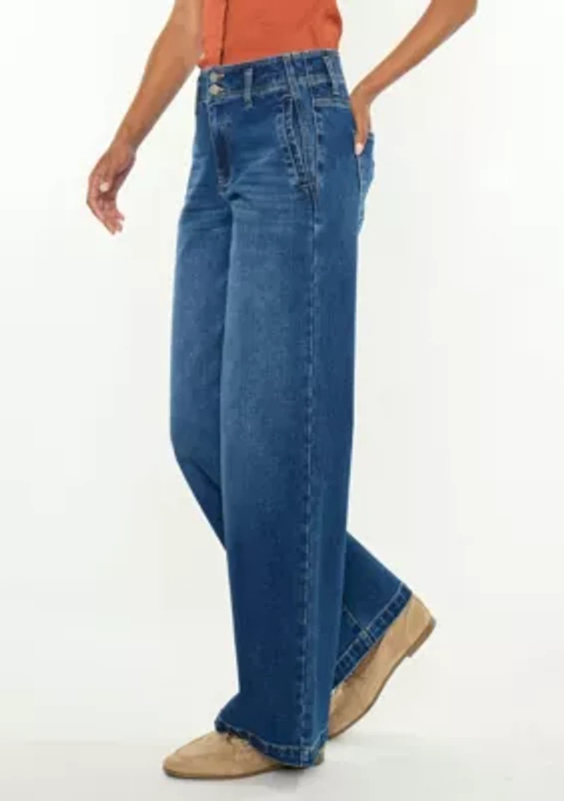 IVANNA HIGH RISE WIDE JEANS - STRETCH DOUBLE CUFFED HEM