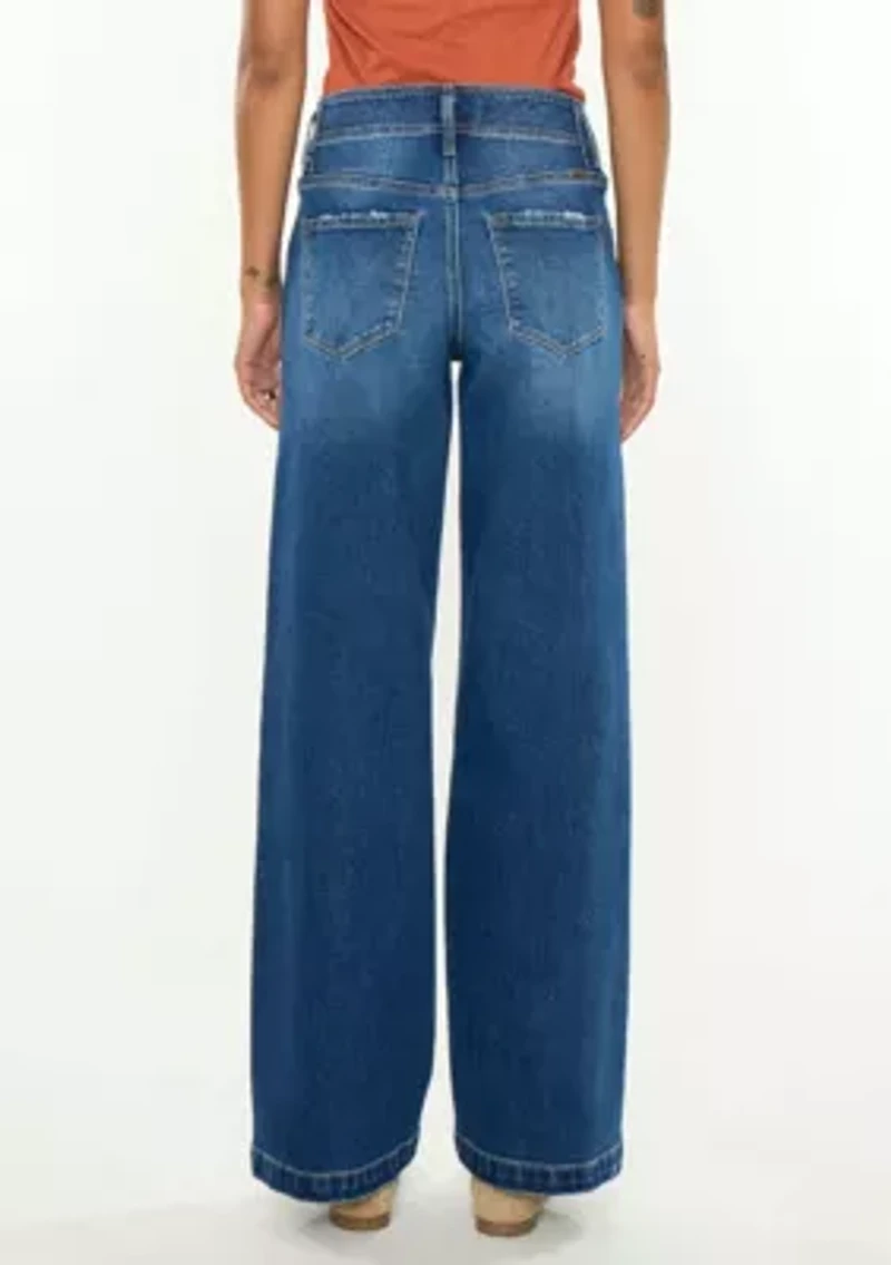 IVANNA HIGH RISE WIDE JEANS - STRETCH DOUBLE CUFFED HEM