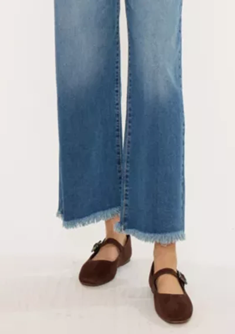 Aruli Essentials High Rise Cropped Wide Leg Jeans