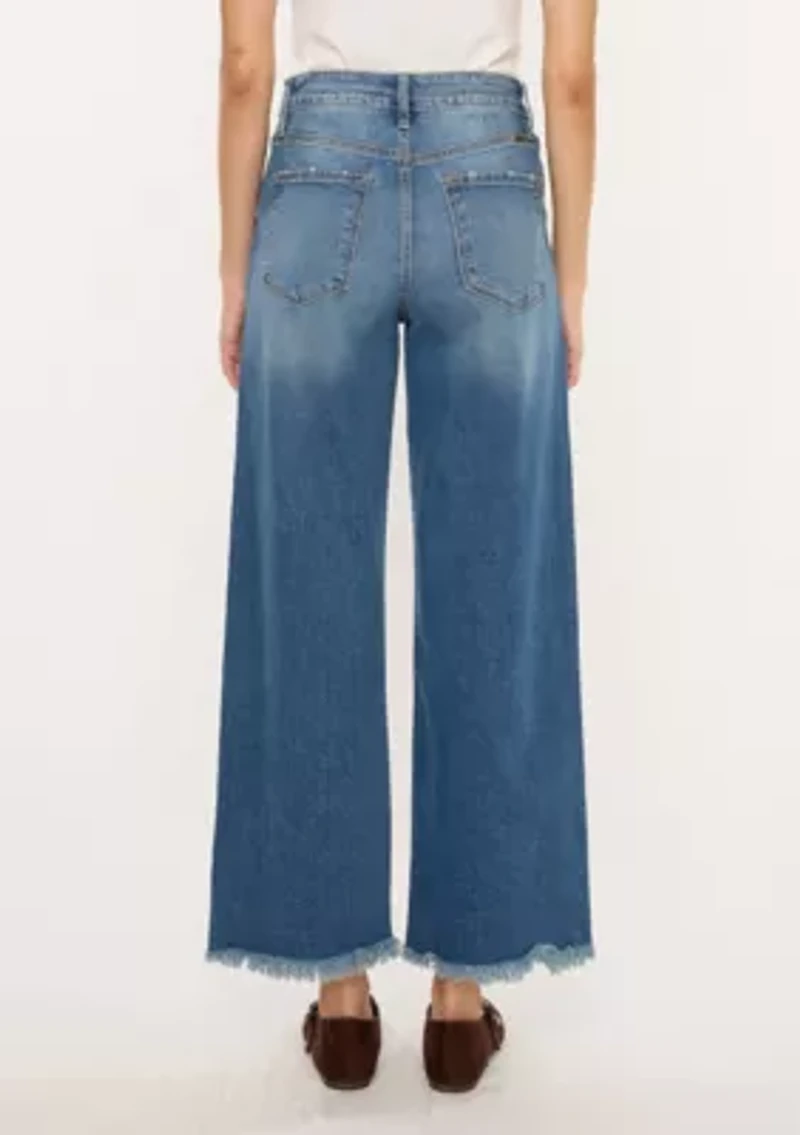 Aruli Essentials High Rise Cropped Wide Leg Jeans