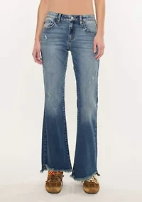 DAPHE ESSENTIALS LOW RISE ANKLE FLARE - DARK WASH STRETCH JEANS