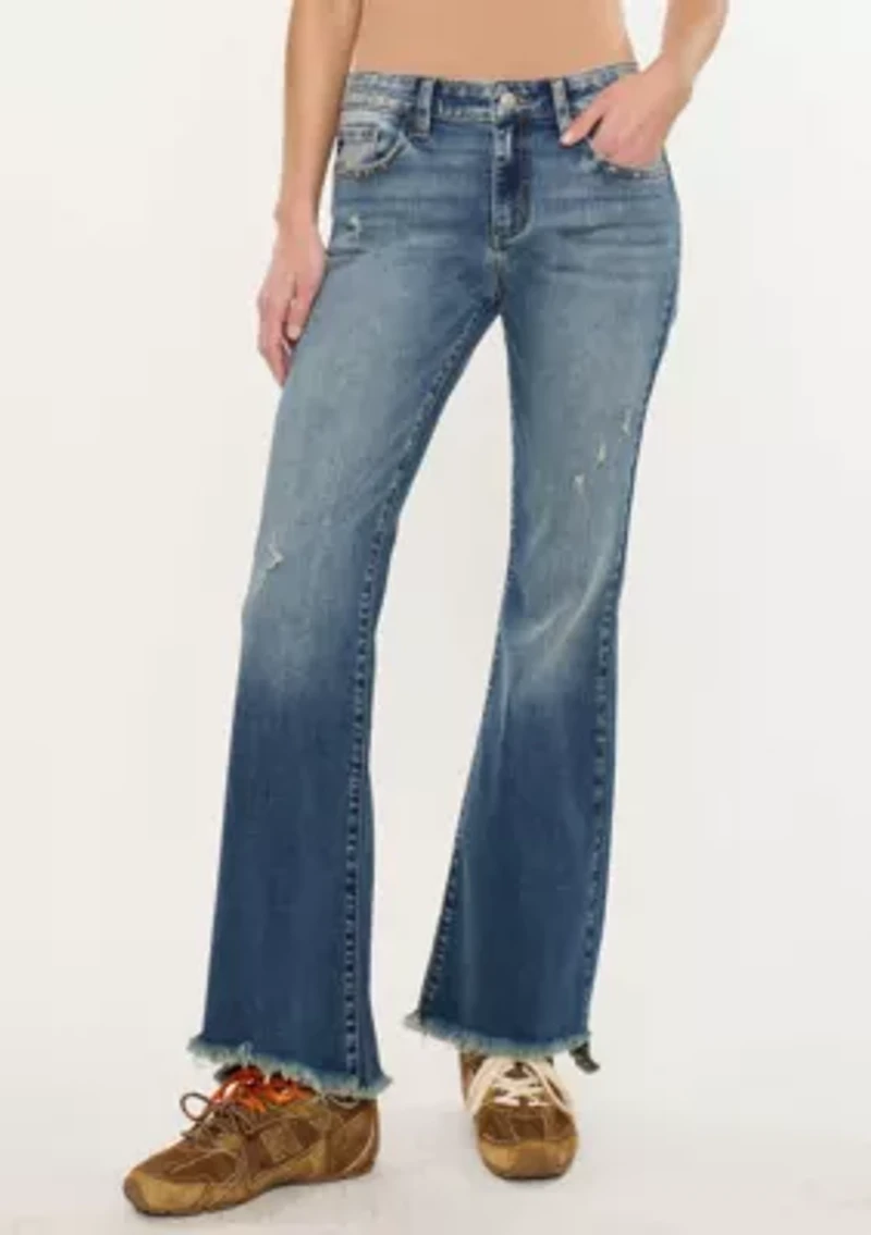 DAPHE ESSENTIALS LOW RISE ANKLE FLARE - DARK WASH STRETCH JEANS