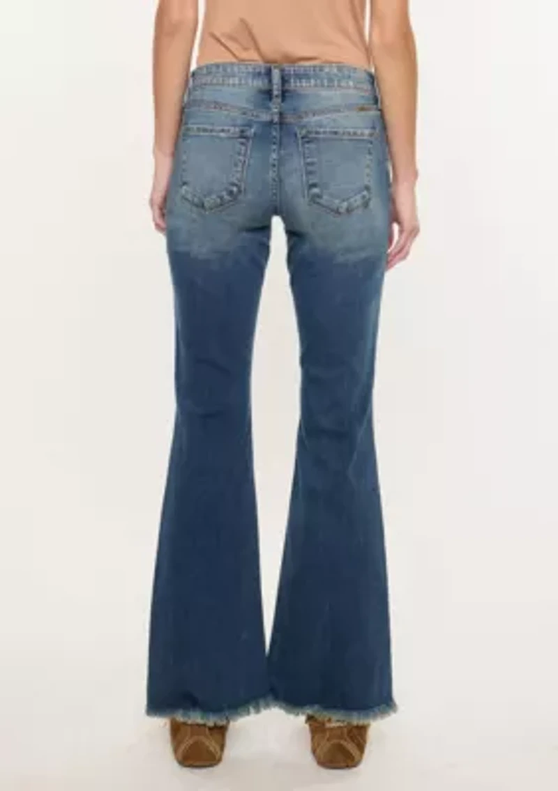 DAPHE ESSENTIALS LOW RISE ANKLE FLARE - DARK WASH STRETCH JEANS