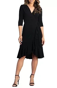 Women's Whimsy Ruffled Midi Wrap Dress