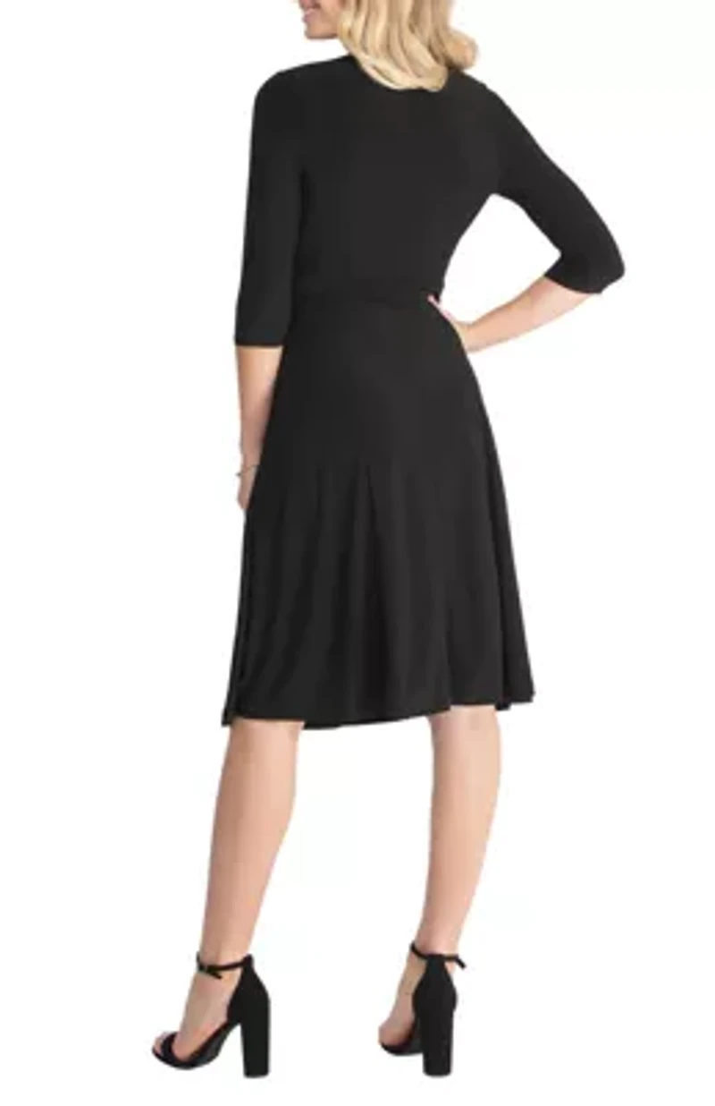 Women's Essential Wrap Dress with 3/4 Sleeves