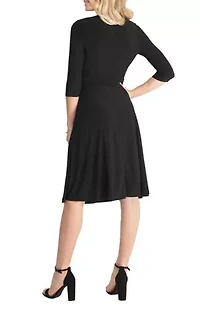 Women's Essential Wrap Dress with 3/4 Sleeves