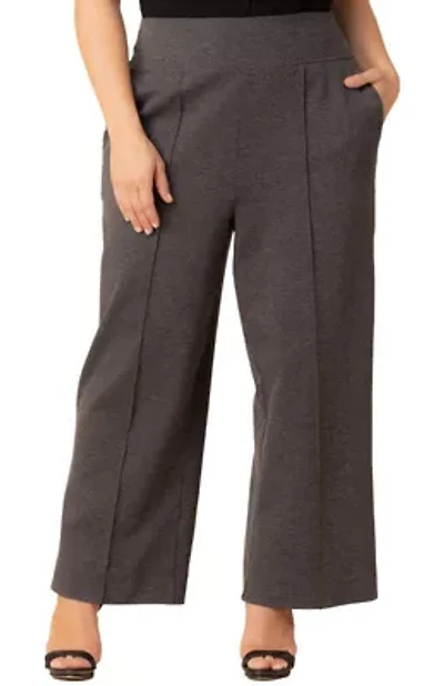 Women's Plus Polished Wide Leg Ponte Pants