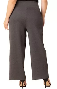 Women's Plus Polished Wide Leg Ponte Pants