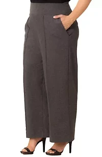 Women's Plus Polished Wide Leg Ponte Pants