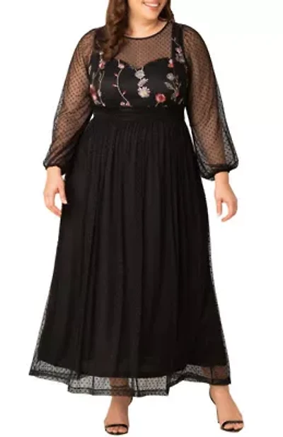 Women's Plus Mystique Mixed Media Evening Gown