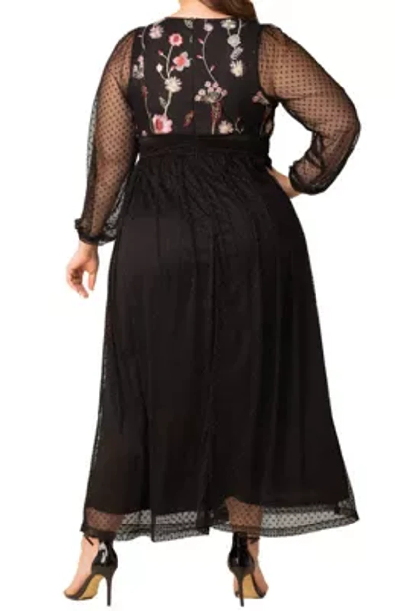 Women's Plus Mystique Mixed Media Evening Gown