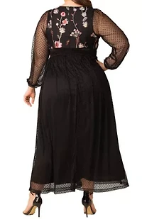 Women's Plus Mystique Mixed Media Evening Gown