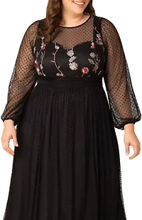 Women's Plus Mystique Mixed Media Evening Gown