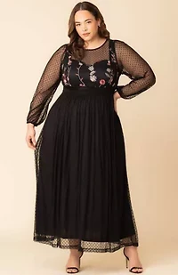 Women's Plus Mystique Mixed Media Evening Gown