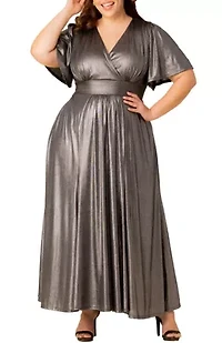 Women's Plus Evania Metallic Evening Gown