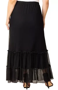 Women's Plus Isla Tiered Mesh Maxi Skirt