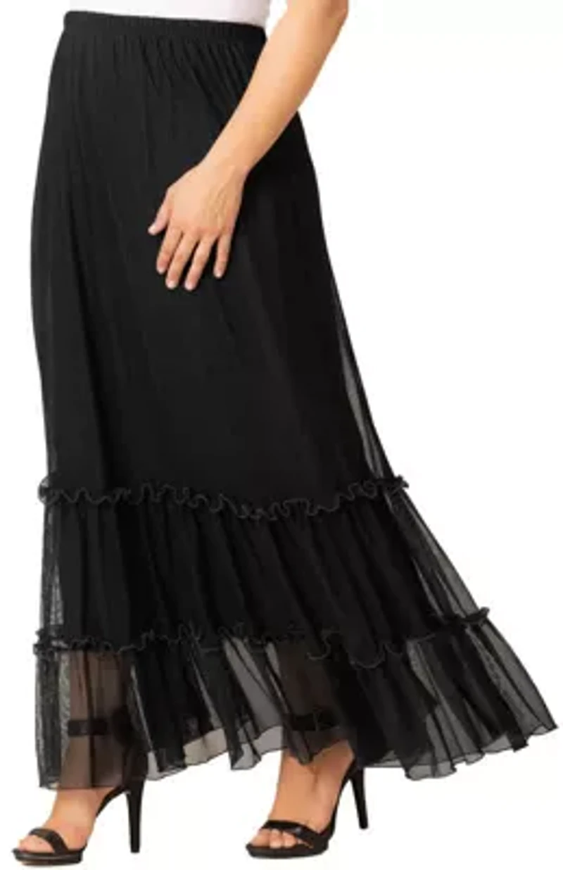 Women's Plus Isla Tiered Mesh Maxi Skirt
