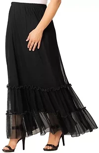 Women's Plus Isla Tiered Mesh Maxi Skirt