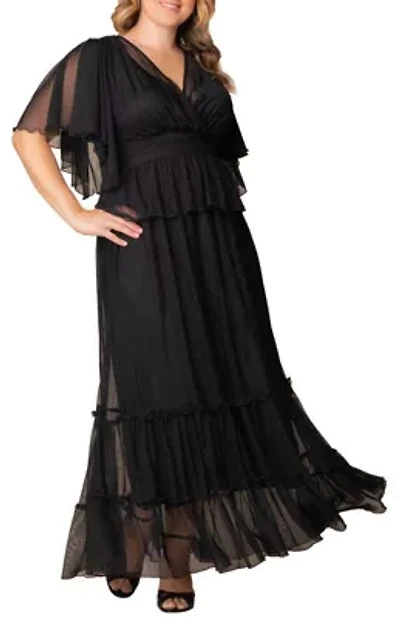 Women's Plus Graceful Tiered Mesh Gown