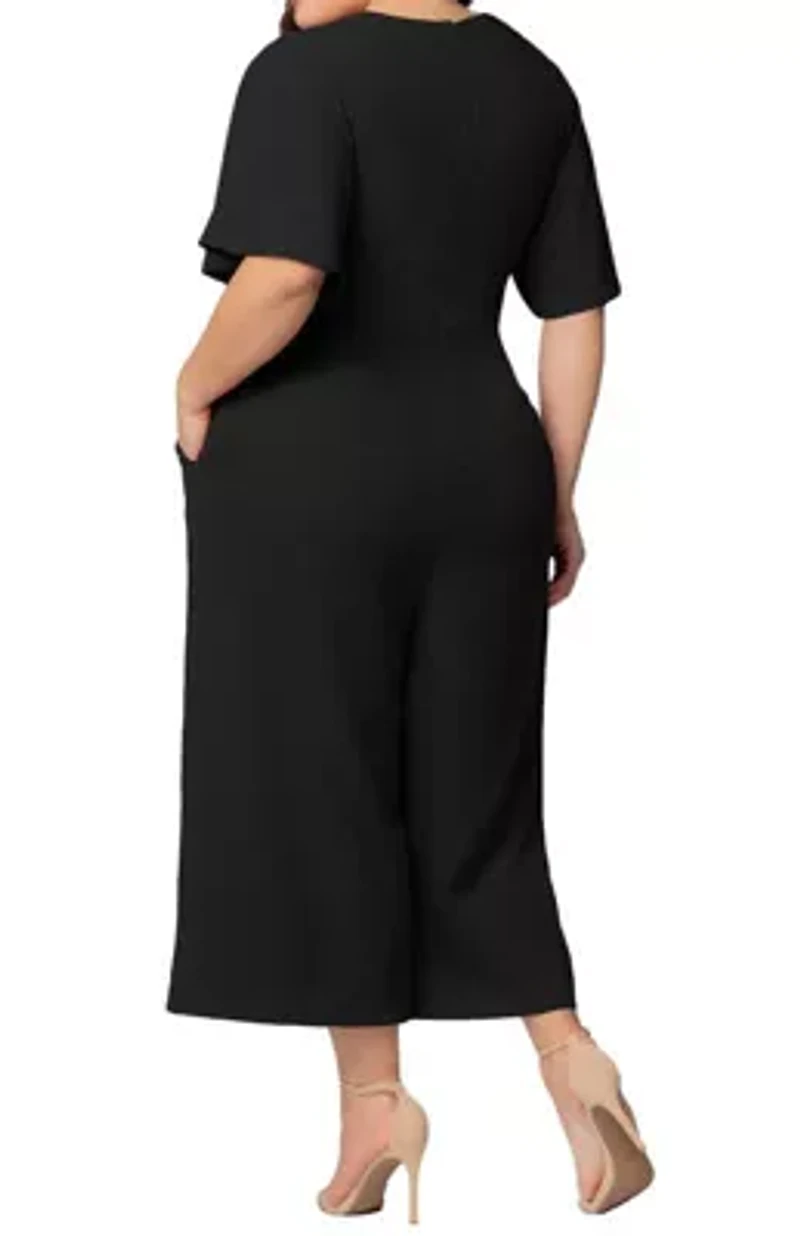 Women's Plus Evelyn Cropped Wide Leg Jumpsuit