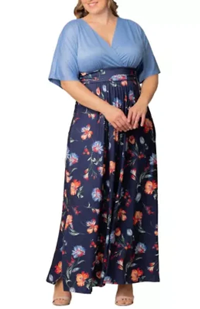 Women's Plus Havana Color Block Maxi Dress