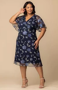 Women's Plus Sonnet Embroidered Mesh Midi Cocktail Dress